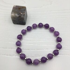 HANDCRAFTED Jade & Hematite Stretch Bracelet